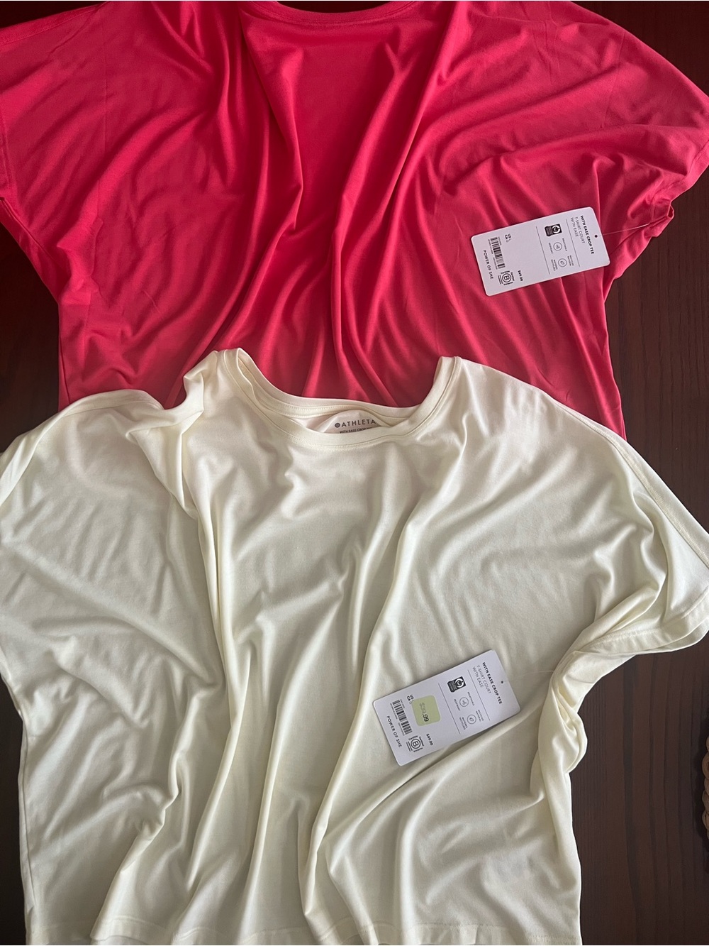 Athleta Short-Sleeve With Ease Crop Tees in Bright Pink & Pale Yellow (2-Pack)